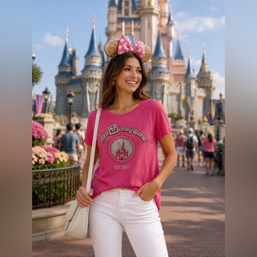 Disney Pink Short Sleeve Castle Graphic Tee